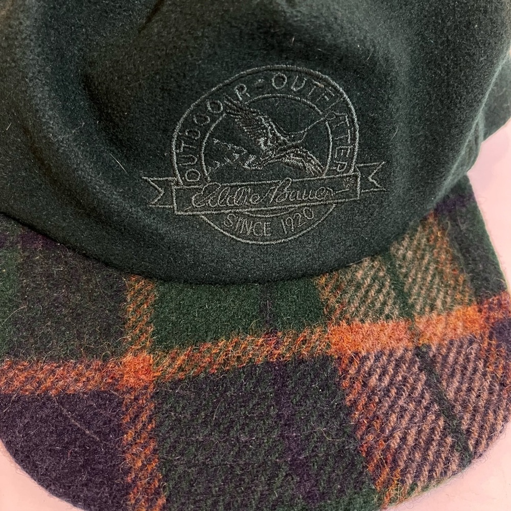 Vintage Eddie Bauer Solid & Plaid Wool Blend Adjustable One Size Men Hat USA - Picture 3 of 11